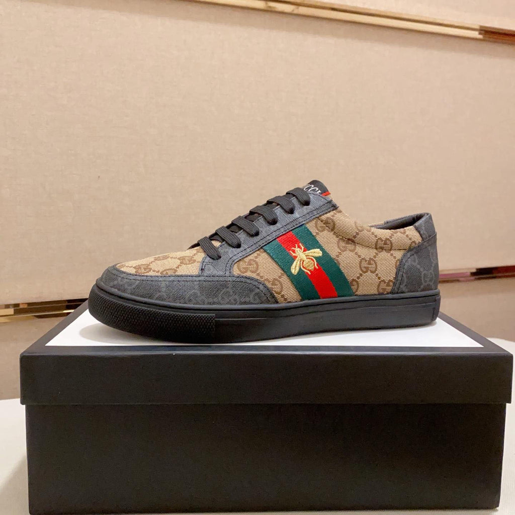 New Fashion Men's Classic Lace-Up Pattern Brown Black Sneakers Sneakers