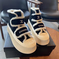 23 CL Velvet high-top and low-top genuine leather thick-soled warm Velcro fasteners, versatile and fashionable platform shoes PD 0423111405