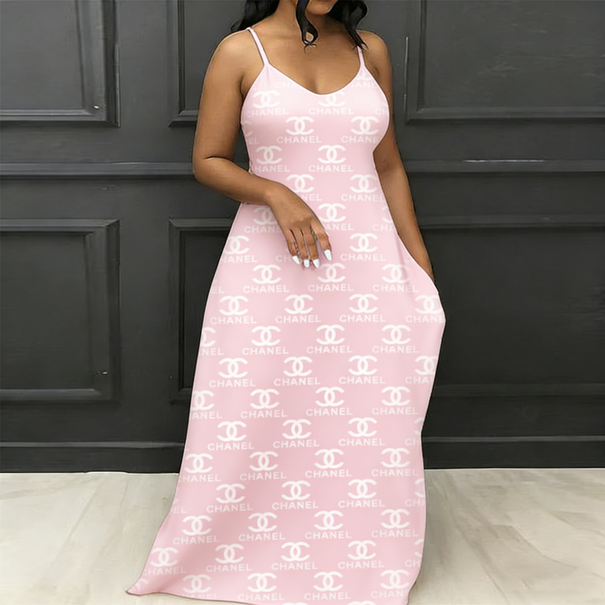 Classic Print V-Neck Pocket Cami Dress 3D0426033116