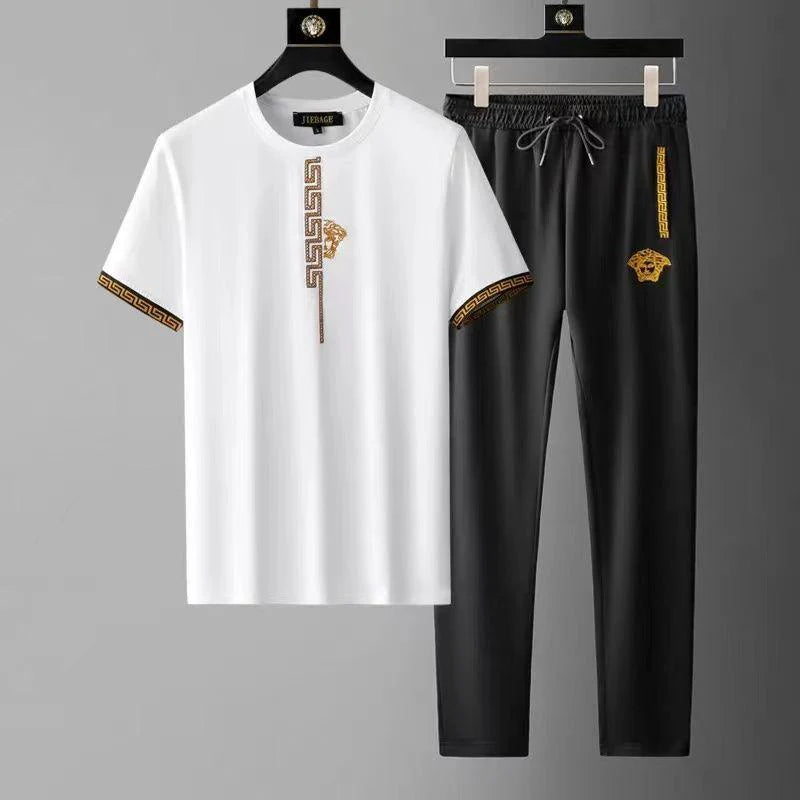 Men's Sports Suit Light Luxury Round Neck Short Sleeve 1024060612