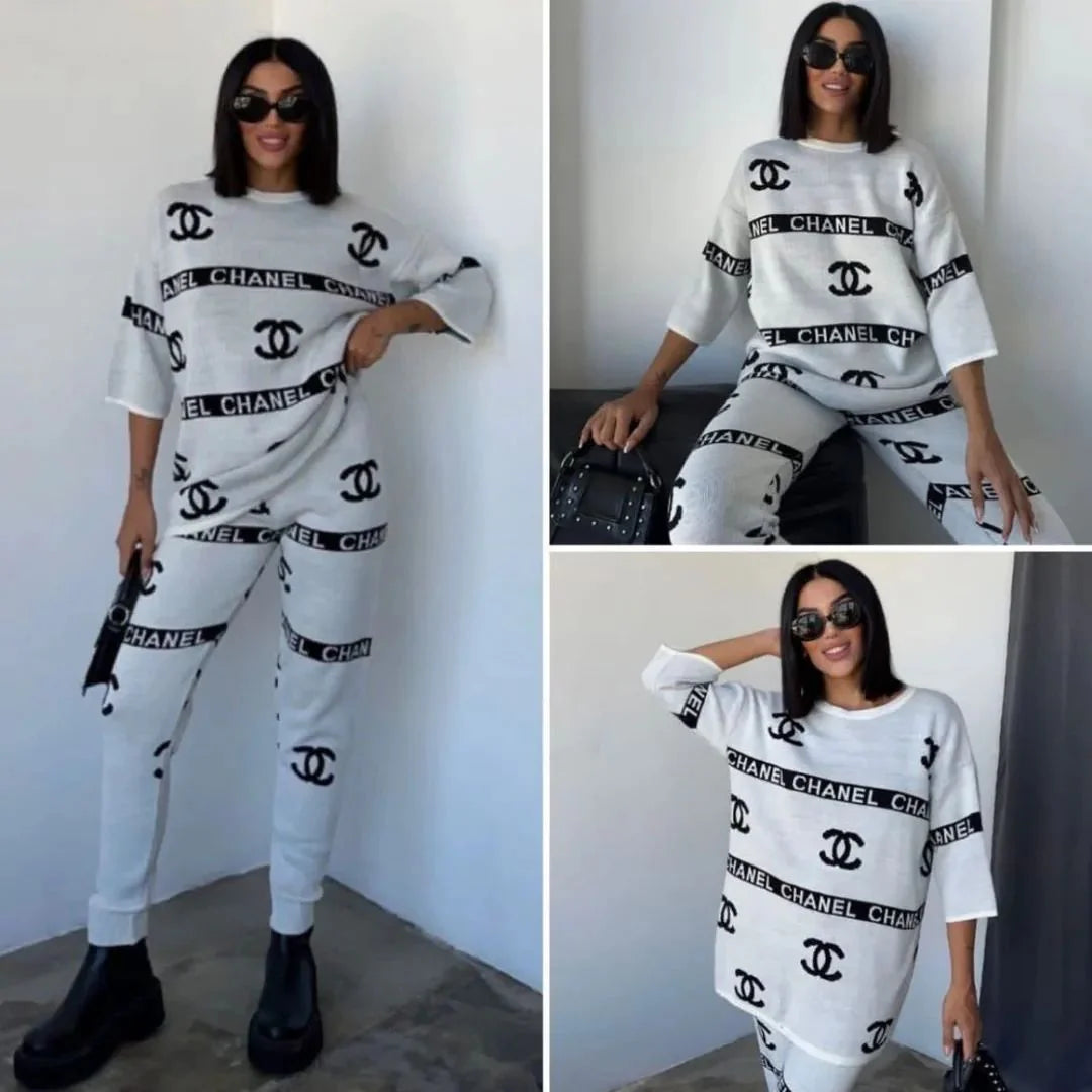 Fashionable Solid Color Trendy Casual Printed Two-piece 1024061901